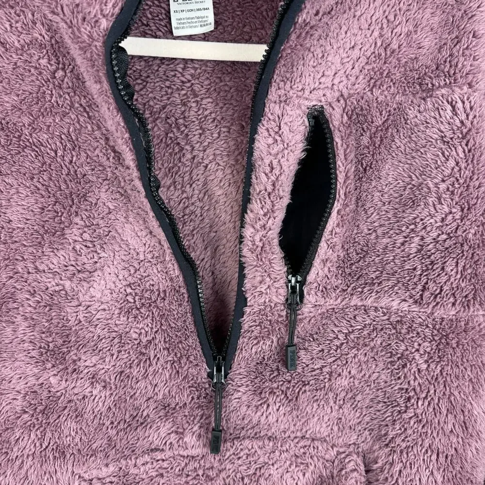 Victoria’s Secret Teddy Fleece half zip pullover Womens Sz XS